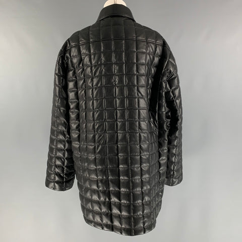 IENKI IENKI Size XS Black Polyester Blend Quilted Faux Leather Jacket