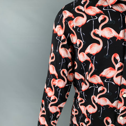 MARC JACOBS Camisa de manga larga con botones de viscosa con estampado negro y rosa talla S