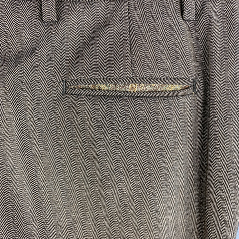 ETRO Size 32 x 29 Brown Herringbone Cotton / Wool Zip Fly Dress Pants