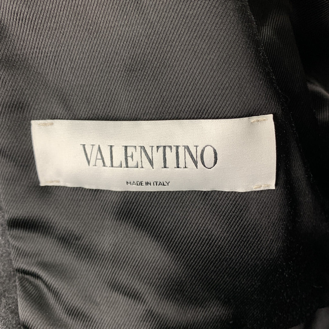 VALENTINO Size 44 Charcoal & Black Mixed Fabrics Wool Zip & Snaps Jacket