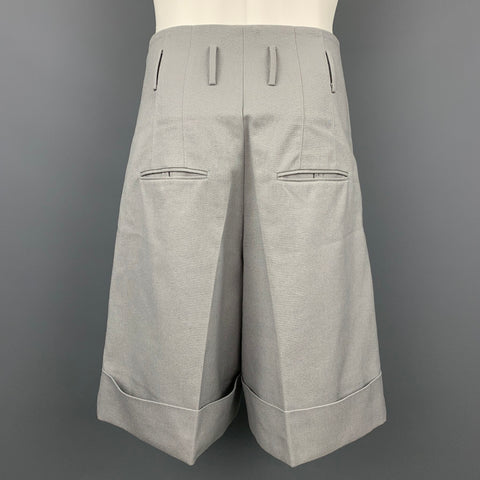 JIL SANDER Size 30 Grey Solid Polyester / Cotton Pleated Shorts