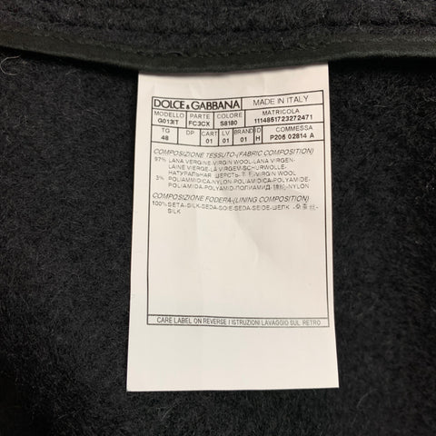 DOLCE & GABBANA Oversized Size 38 Black & White Herringbone Wool Double Breasted Coat