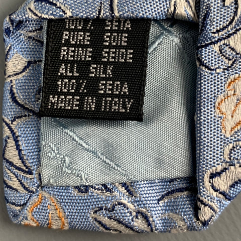 MICKY Blue White Abstract Floral Silk Tie