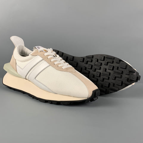 LANVIN Size 9 White Mixed Materials Nylon Lace Up Sneakers