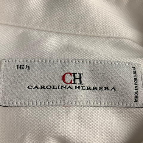 CH by CAROLINA HERRERA Size L White Solid Cotton Button Up Long Sleeve Shirt