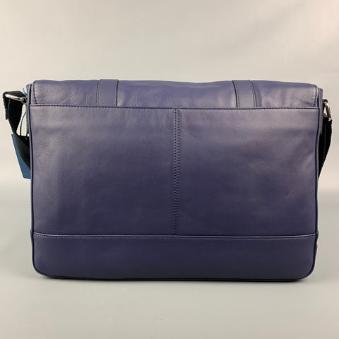 COLE HAAN Blue Leather Messenger Bag