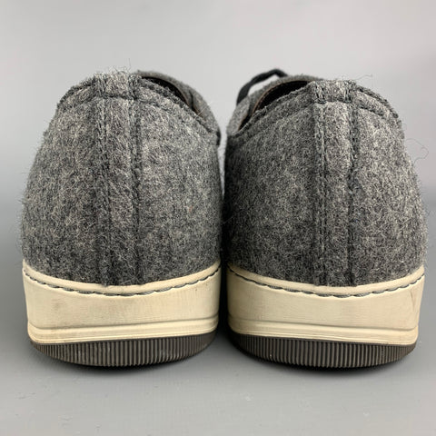 LANVIN Size 10 Dark Gray Textured Fabric Cap Toe Sneakers