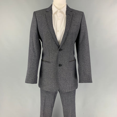 EMPORIO ARMANI Size 34 Navy Beige Heather Wool Silk Notch Lapel Suit