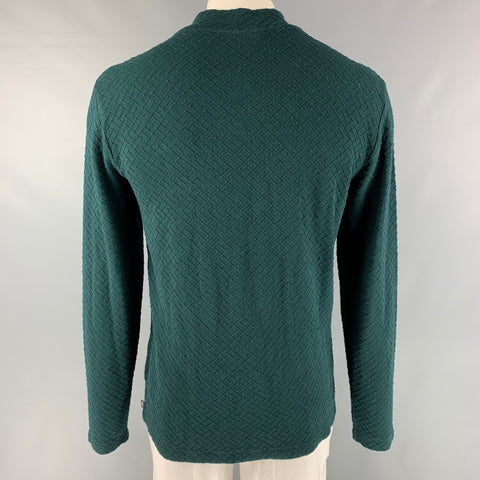 ARMANI COLLEZIONI Size 3XL Forest Green Textured Viscose Blend V-Neck Pullover