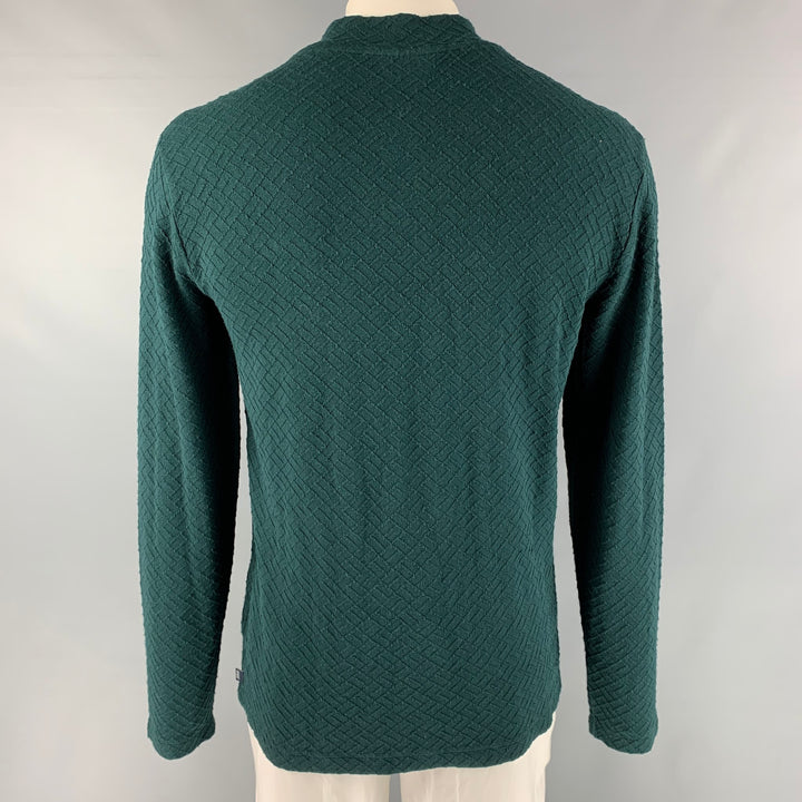 ARMANI COLLEZIONI Size 3XL Forest Green Textured Viscose Blend V-Neck Pullover