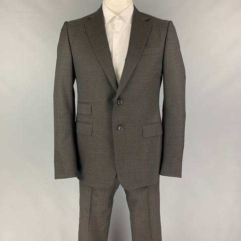GUCCI Size 42 Brown Nailhead Wool Notch Lapel Suit