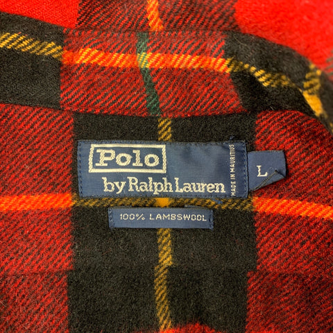 RALPH LAUREN Size L Red Plaid Wool Button Up Long Sleeve Shirt