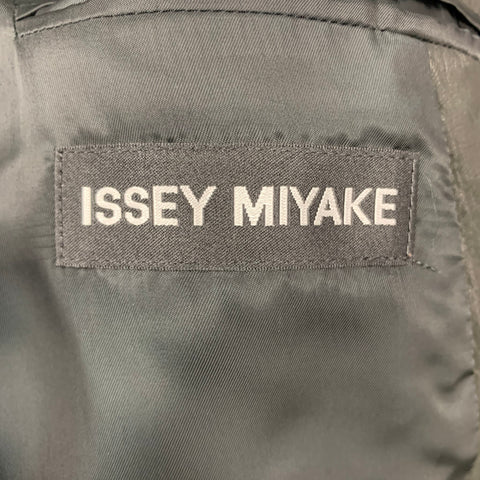 ISSEY MIYAKE Size 42 Black Leather Notch Lapel Sport Coat