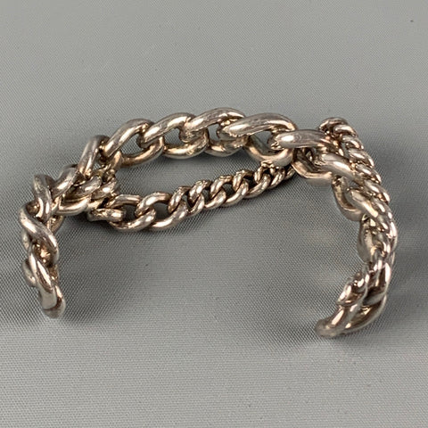 GAULTIER Silver Chain Link Metal Cuff Bracelet