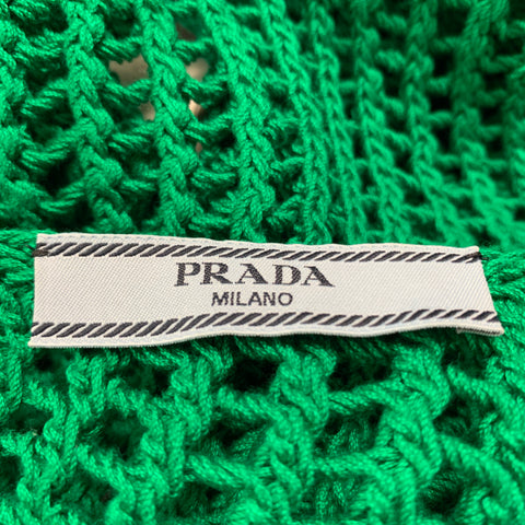 PRADA Size 4 Green Cotton Crochet Cropped Casual Top