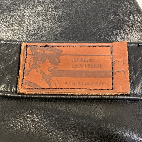 Vintage IMAGE LEATHER Size 33  Black Leather Button Fly Casual Pants