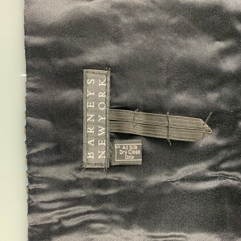 BARNEY'S NEW YORK Black Blue Geometric Silk Cummerbund