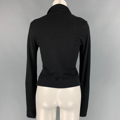 THEODOR Size S Black Asymmetrical Zip Up Cardigan