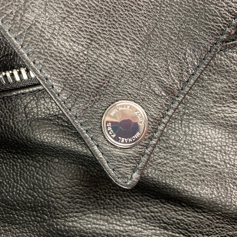 MICHAEL KORS Chaqueta motera de cuero con tachuelas negra Talla S
