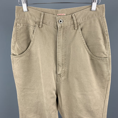 KAPITAL Size 30 x 30 Tan Cotton Back Belt Casual Pants