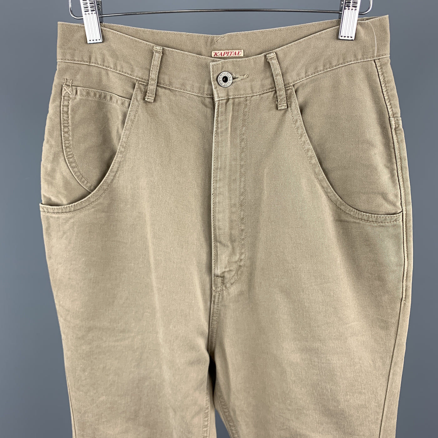 KAPITAL Size 30 x 30 Tan Cotton Back Belt Casual Pants