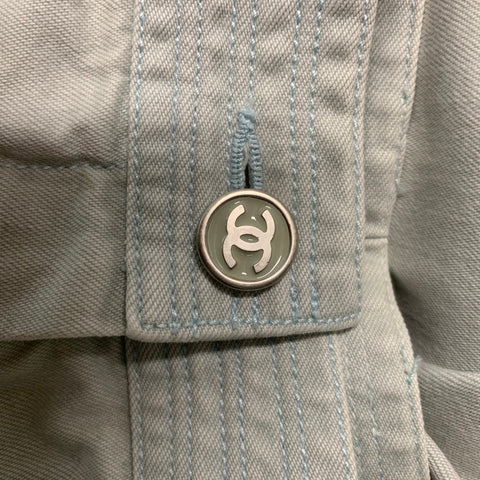 CHANEL Talla 4 Pantalones casuales rectos de algodón menta