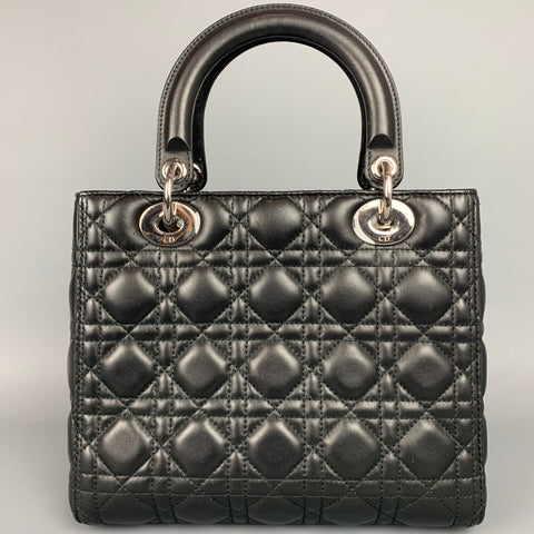 CHRISTIAN DIOR Lady Dior Black Quilted Lamb Leather Medium Handbag