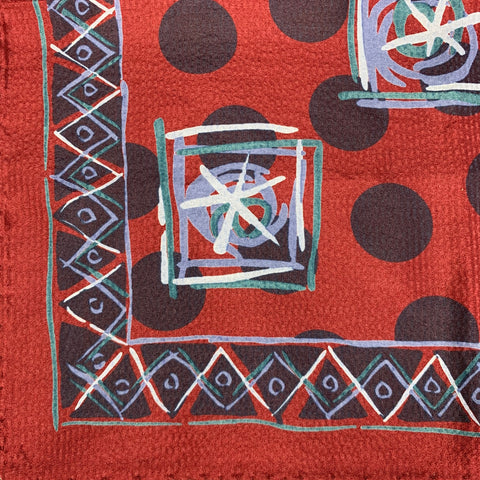CERRUTI Burgundy Blue Dots Silk Pocket Square