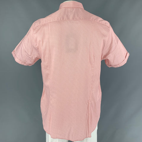 TED BAKER Size XXL White Orange Rhombus Button Down Short Sleeve Shirt
