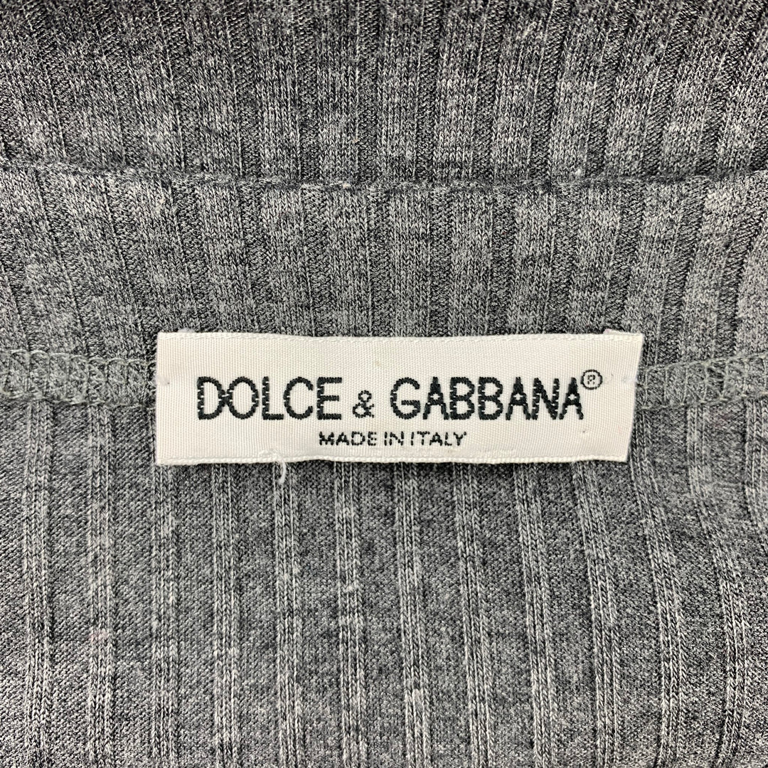 DOLCE & GABBANA Size XS Grey Ribbed Knit Buttoned Cardigan