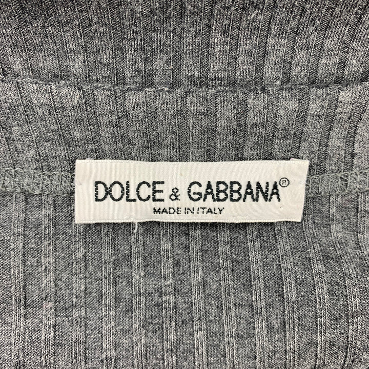DOLCE &amp; GABBANA Taille XS Cardigan boutonné en tricot côtelé gris