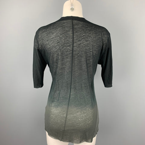 THE VIRIDI-ANNE Size M Grey Ombre Cotton V-Neck T-shirt