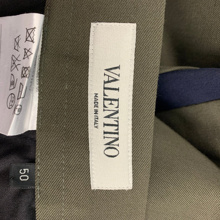 VALENTINO Size 34 Olive Wool Zip Fly Tuxedo Stripe Dress Pants