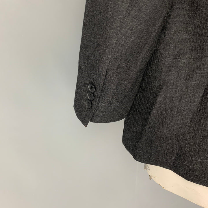 Vintage YVES SAINT LAURENT Size 46 Regular Dark Gray Textured Wool Sport Coat