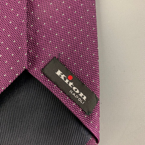 KITON Purple White Dots Silk Tie