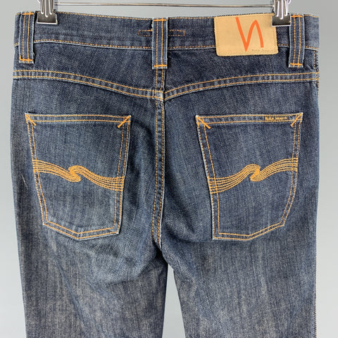 NUDIE JEANS Size 30 Indigo Contrast Stitch Denim SLIM JIM Jeans