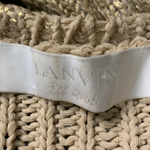 LANVIN Taille S Cardigan à boutons-pression en soie tricotée dorée