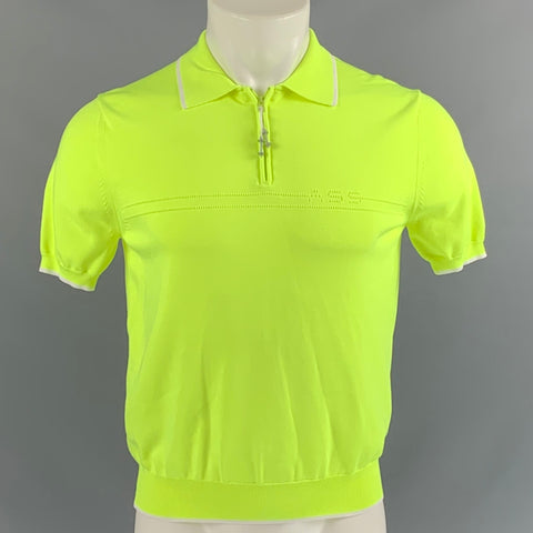 ADAM SELMAN Polo con media cremallera de nailon liso blanco neón talla M