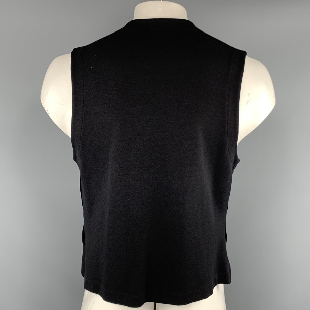 ARMANI COLLEZIONI Black Mixed Fabrics Velvet Buttoned Chest Size 40 Vest