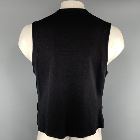 ARMANI COLLEZIONI Gilet Noir Tissus Mixtes Velours Boutonné Poitrine Taille 40