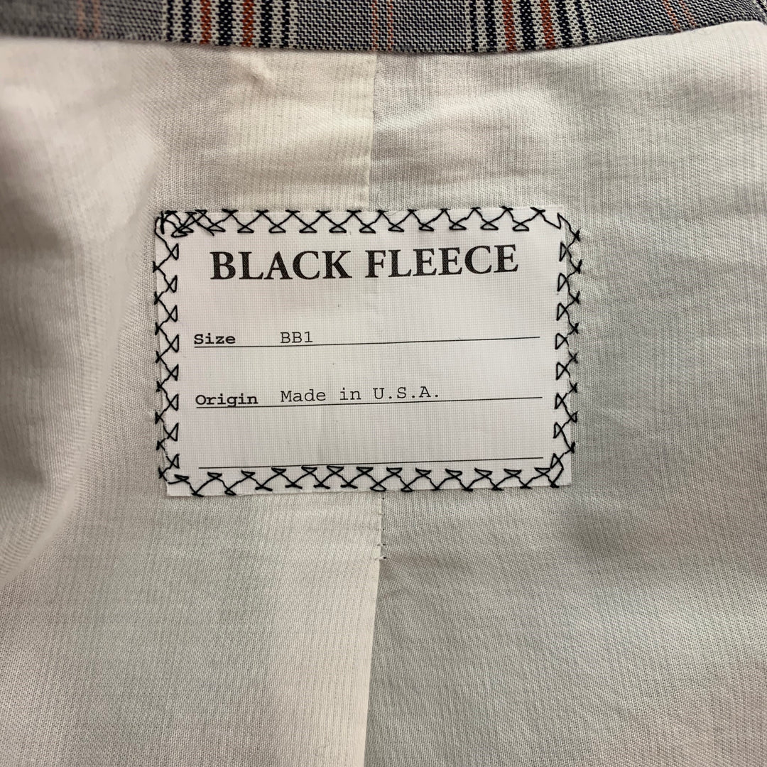 BLACK FLEECE Size 38 Grey Navy White Plaid Wool Notch Lapel Suit