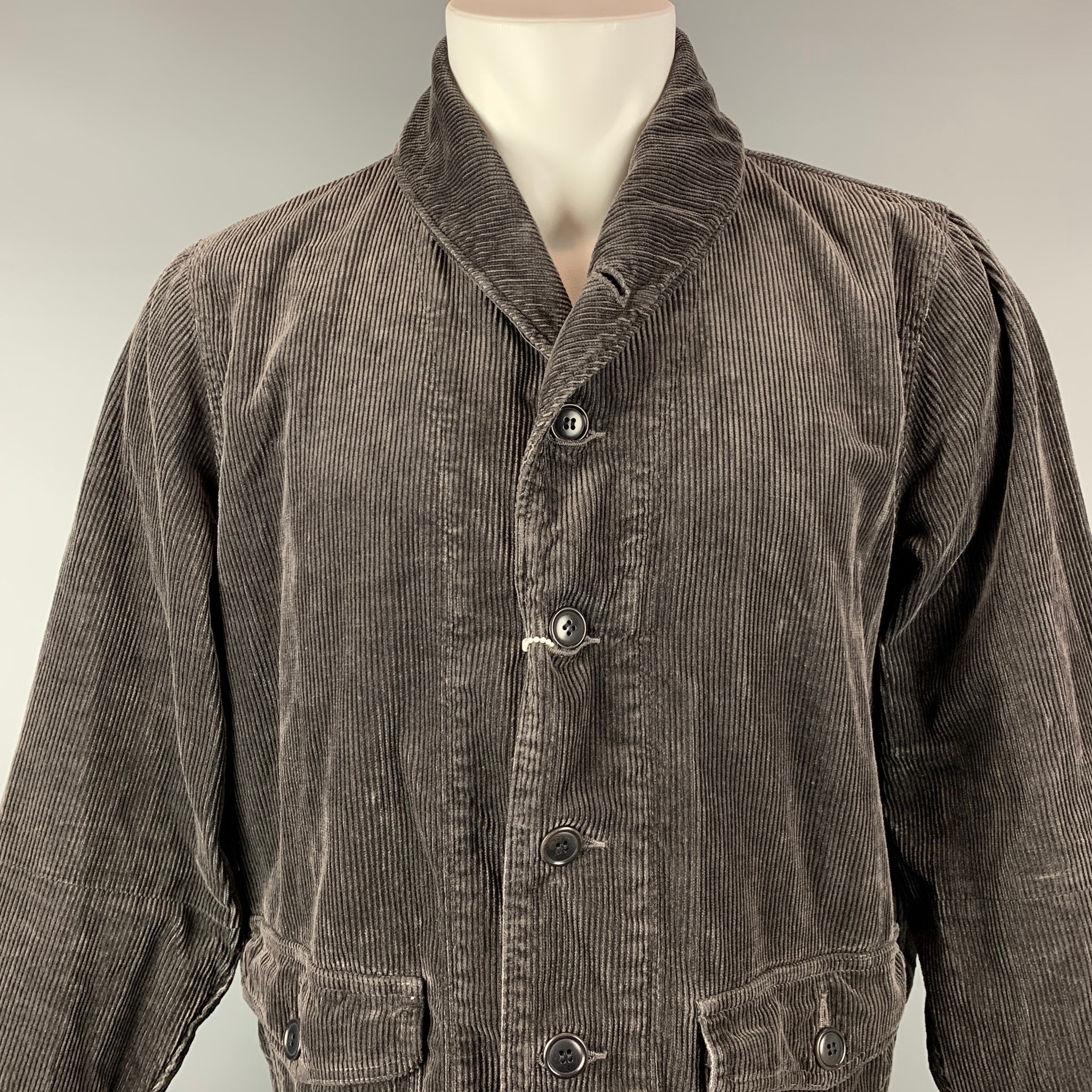VISVIM Size L Brown Corduroy Cotton Blend Patch Pockets Jacket