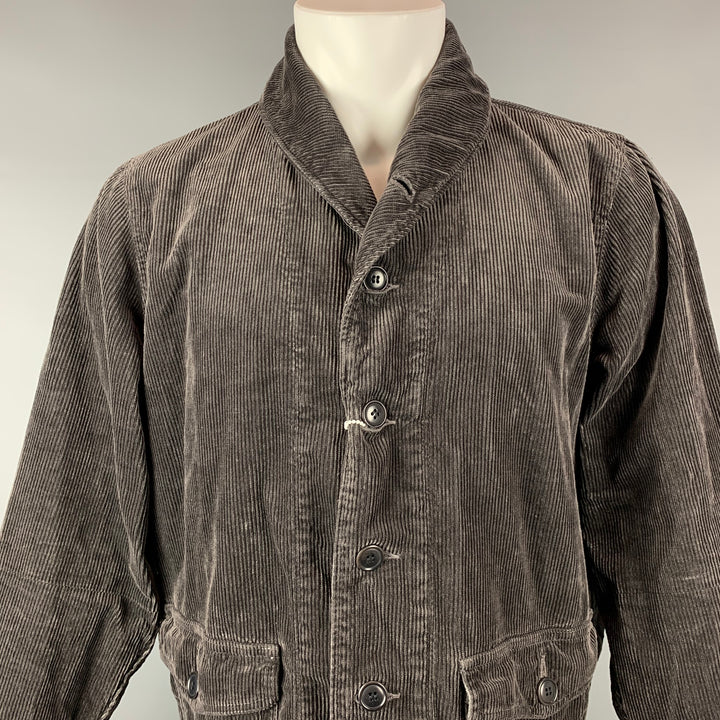 VISVIM Size L Brown Corduroy Cotton Blend Kobuk Shawl Collar Jacket