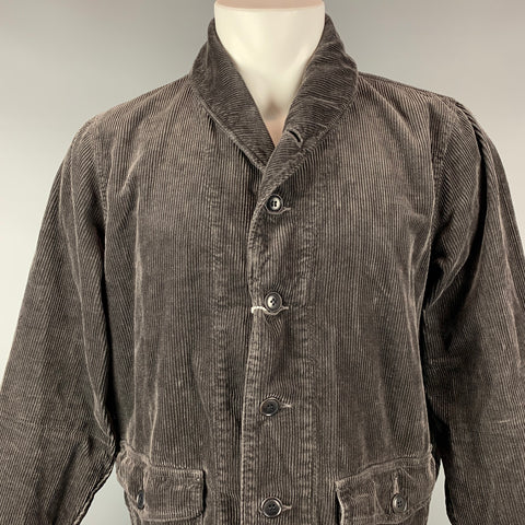 VISVIM Chaqueta Kobuk con cuello chal en mezcla de algodón y pana marrón talla L