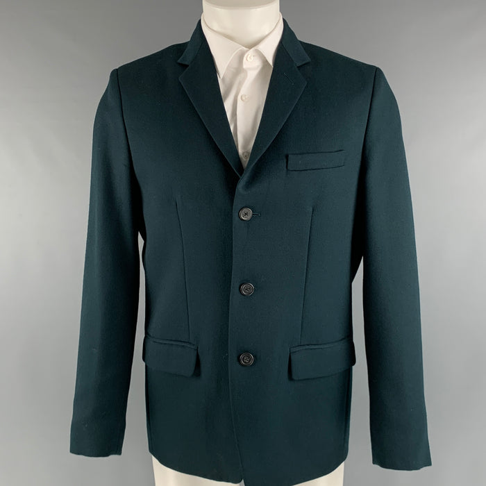 MARC JACOBS Size 40 Forest Green Solid Wool Notch Lapel Sport Coat