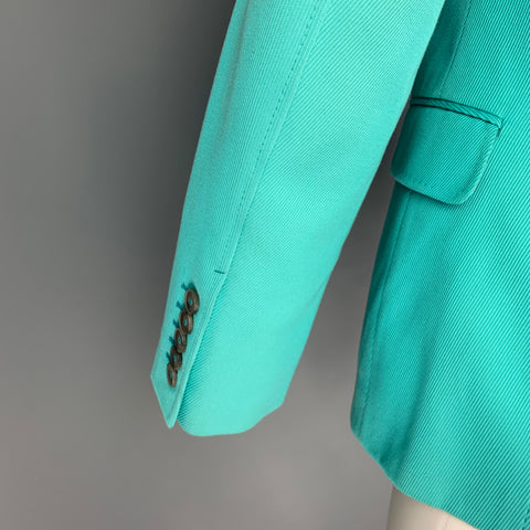 GUCCI by Tom Ford Size 36 Regular Aqua Textured Cotton Notch Lapel Sport Coat