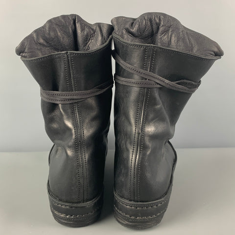 JAMES KEARNS Talla 10 Botas con cordones de piel de caballo de cuero negro