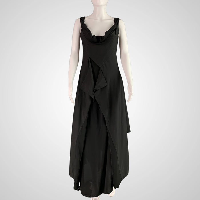 YOHJI YAMAMOTO Size S Black Silk Layered Long Dress