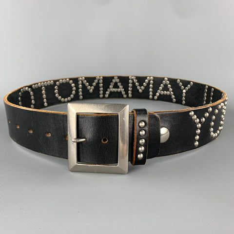 Vintage YOHJI YAMAMOTO Size 32 Black Studded Name Leather Belt