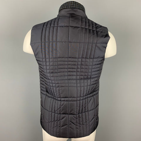 WOOYOUNGMI x Harris Tweed Size 36 Navy Quilted Nylon Notch Lapel Vest